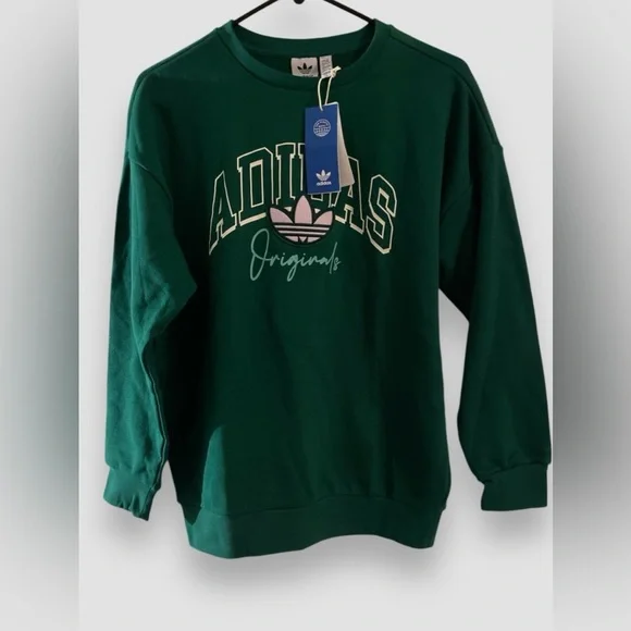 Adidas Originals Big Kids Collegiate Graphic Crewneck Sweatshirt Sz XL Green NWT - Picture 4 of 8